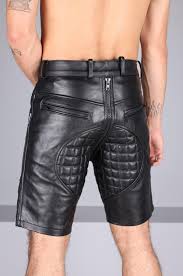 Berlin padded leather zip short