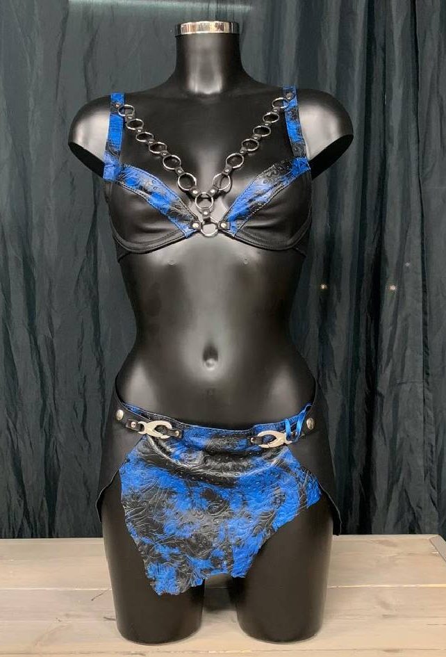 Lamsleder Tarzan bleu set